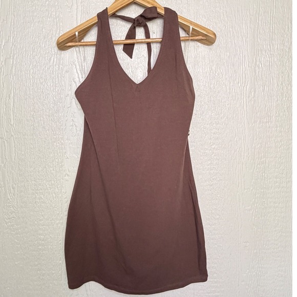 SO Dresses & Skirts - SO Sybil Brown Halter Bodycon Mini Dress Brown Festival Hippie Large New w Tags